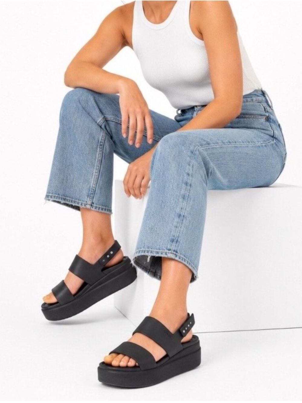 Crocs Women's Brooklyn Buckle Low Wedge Sandals, Size 6W